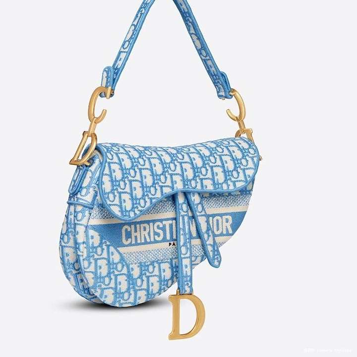 Cheap Motif Light Saddle Blue Bag Canvas Christian Oblique Dior 0729 Luxury